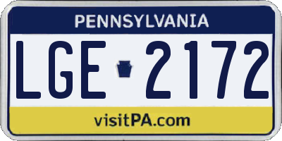 PA license plate LGE2172