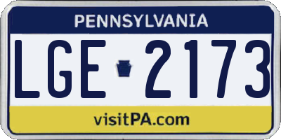 PA license plate LGE2173