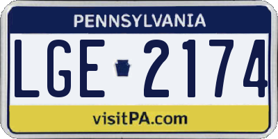 PA license plate LGE2174