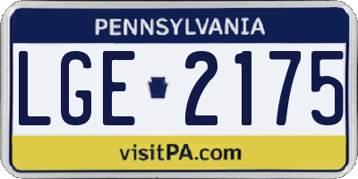 PA license plate LGE2175