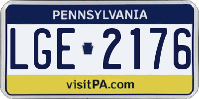 PA license plate LGE2176