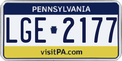 PA license plate LGE2177