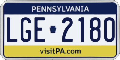 PA license plate LGE2180