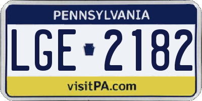 PA license plate LGE2182