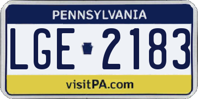 PA license plate LGE2183