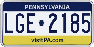 PA license plate LGE2185
