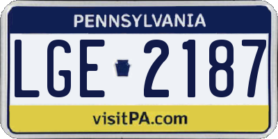 PA license plate LGE2187