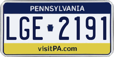 PA license plate LGE2191