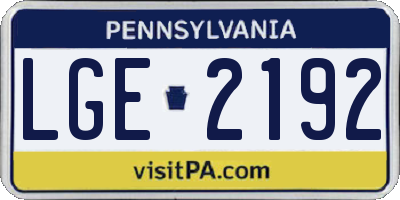 PA license plate LGE2192