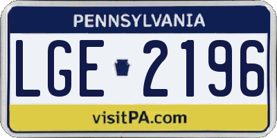 PA license plate LGE2196