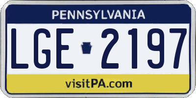 PA license plate LGE2197