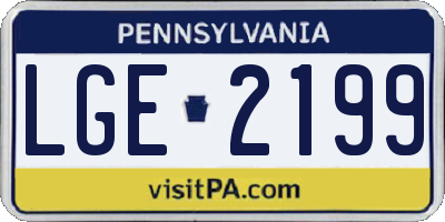 PA license plate LGE2199