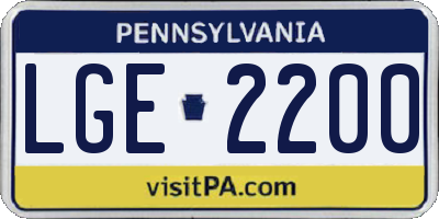 PA license plate LGE2200