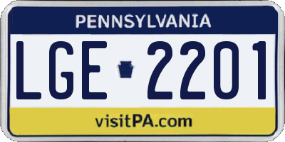 PA license plate LGE2201