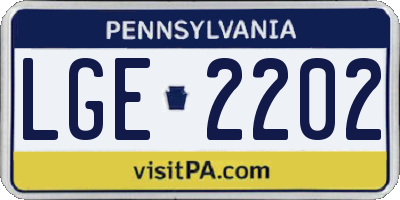 PA license plate LGE2202