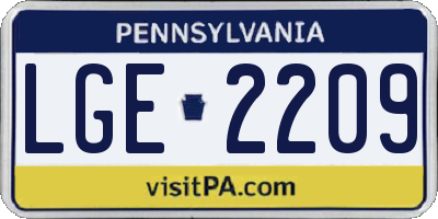 PA license plate LGE2209