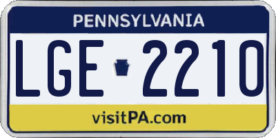 PA license plate LGE2210