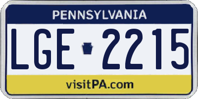 PA license plate LGE2215