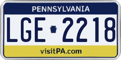 PA license plate LGE2218