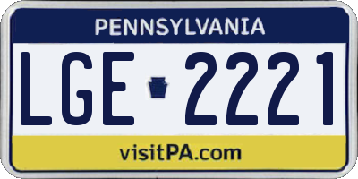 PA license plate LGE2221