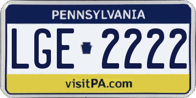 PA license plate LGE2222