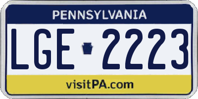 PA license plate LGE2223