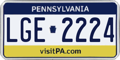 PA license plate LGE2224