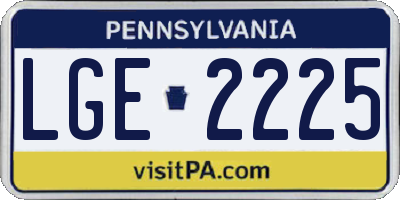 PA license plate LGE2225