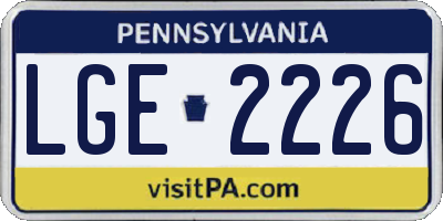 PA license plate LGE2226