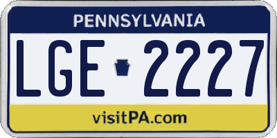 PA license plate LGE2227
