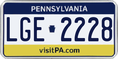 PA license plate LGE2228