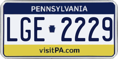 PA license plate LGE2229