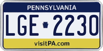 PA license plate LGE2230
