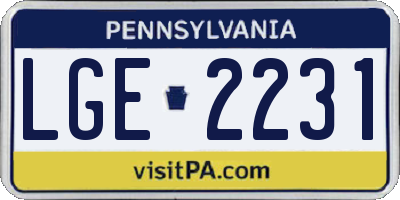 PA license plate LGE2231