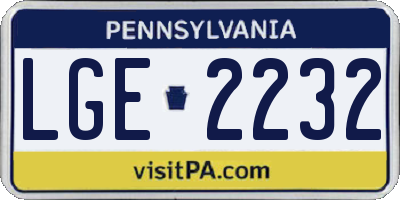PA license plate LGE2232