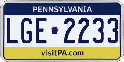 PA license plate LGE2233