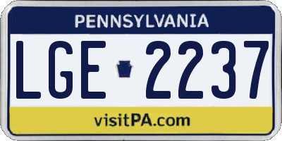 PA license plate LGE2237