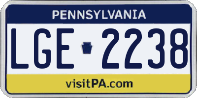 PA license plate LGE2238
