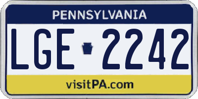 PA license plate LGE2242