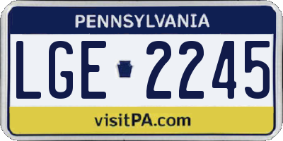 PA license plate LGE2245