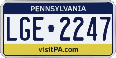 PA license plate LGE2247