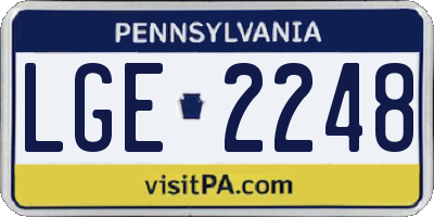 PA license plate LGE2248