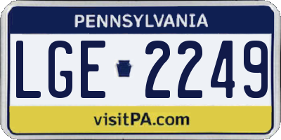 PA license plate LGE2249