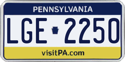 PA license plate LGE2250
