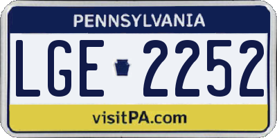 PA license plate LGE2252
