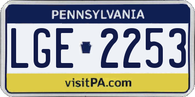 PA license plate LGE2253