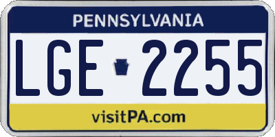 PA license plate LGE2255