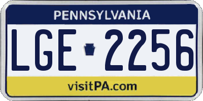PA license plate LGE2256