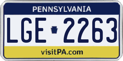 PA license plate LGE2263