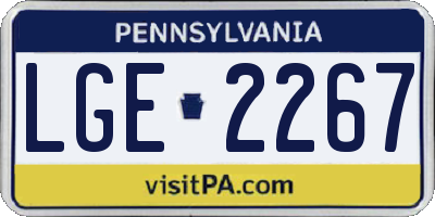 PA license plate LGE2267